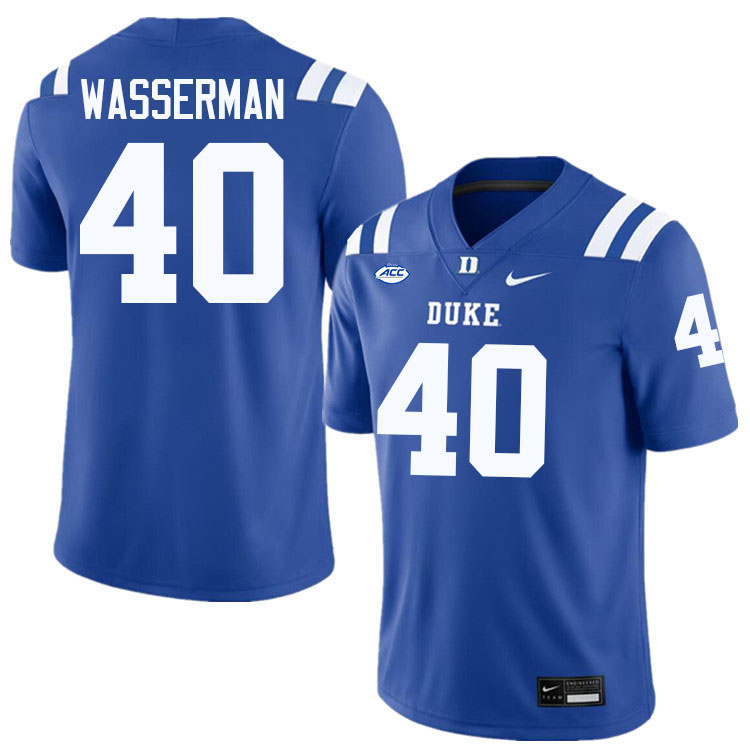 Duke Blue Devils #40 Asher Wasserman College Football Jersey Stitched-Blue